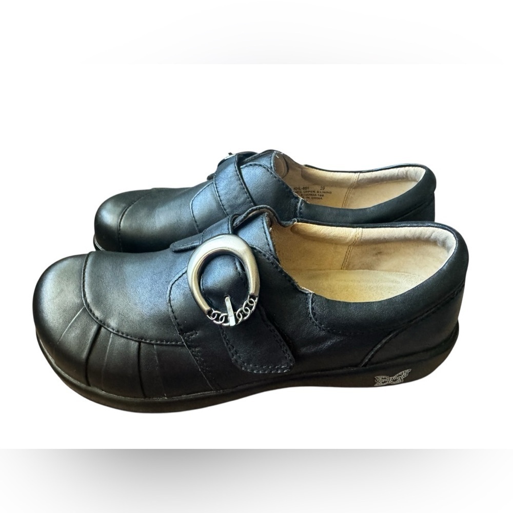 Alegria Khloe Women's Black Nappa Leather Slip On Casual Shoes EU 39